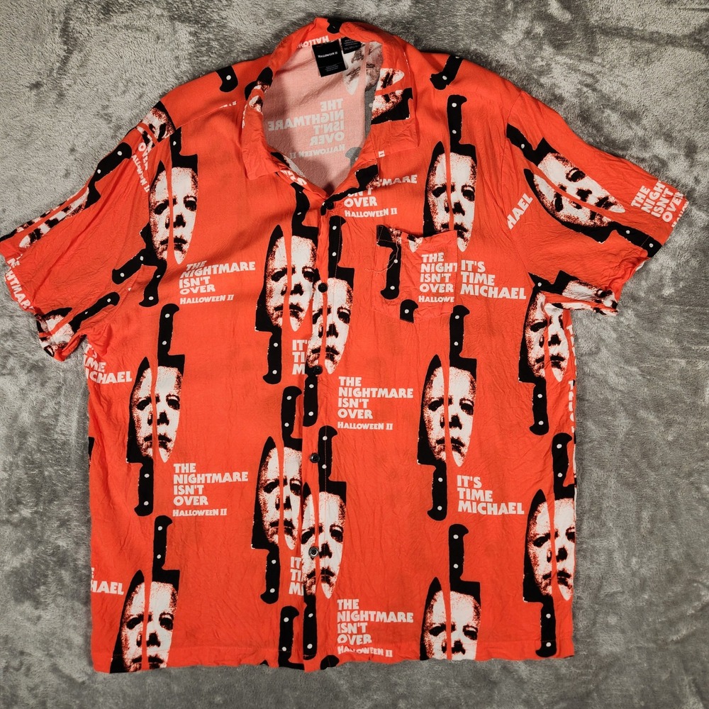 Mad Engine Halloween II Shirt Mens 3XL Orange Excellent Michael Myers Rayon